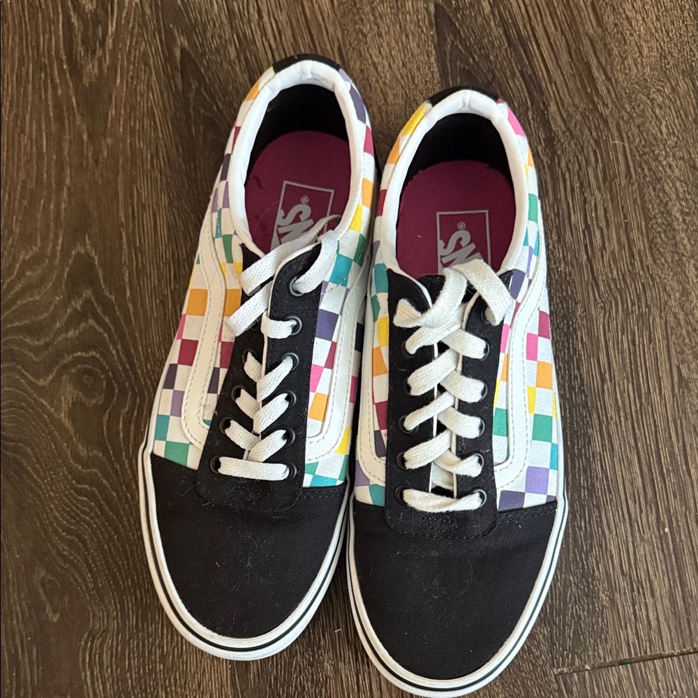 Vans Colorful Checkered Sneakers with Black and White Accents